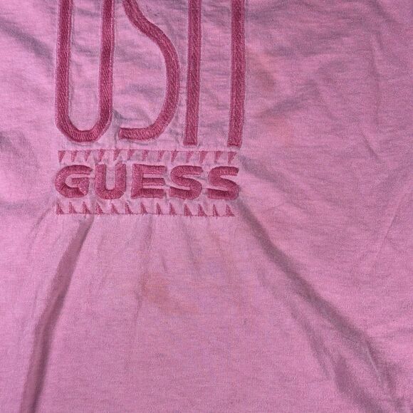 Vintage Guess USA T Shirt Men’s 2XL Spell Out Y2K 90’s Pink READ - Picture 3 of 7